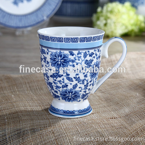 10OZ Elegant Blue and White Ceramic Mug of Blue in China
